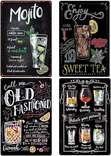 Mojito Recipe - Cartel de metal vintage de lata, cartel de menú de cóctel, cartel de cóctel antiguo con facetas, letrero de té dulce, decoración de disponible en Yaxa Guatemala