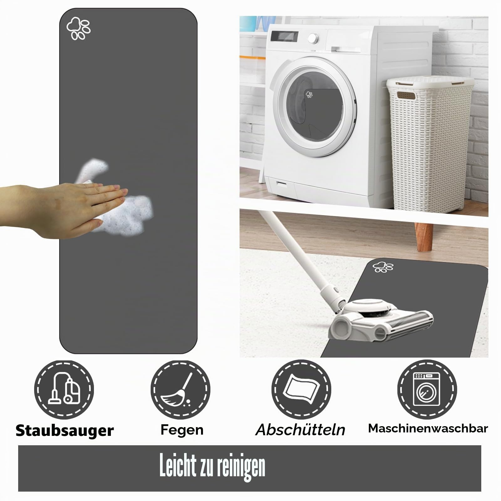 Große Futtermatte für Haustiere, saugfähig, schnell trocknend, für Futter- und Wassernapf, keine Flecken, leicht zu reinigen, Wasserspendermatte, Hundezubehör, Haustierbedarfsmatte, Hundenapfmatte für