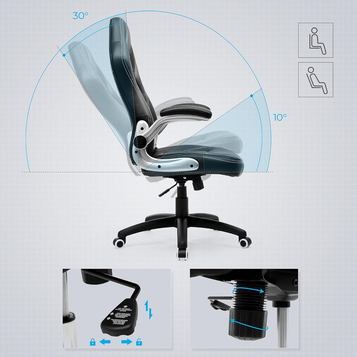 Image illustrating the chair's tilt and recline mechanism