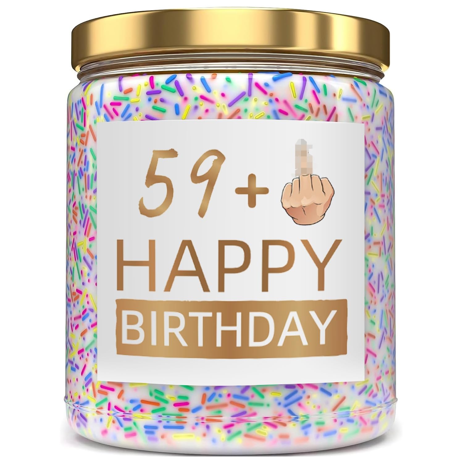 60th Birthday Gifts for Women, Funny Happy Birthday Candle - Lavender Birthday Cake Scent with Sprinkles Cute Gifts for Women Ideas, 9 Oz Lavender Scented Candle Gift