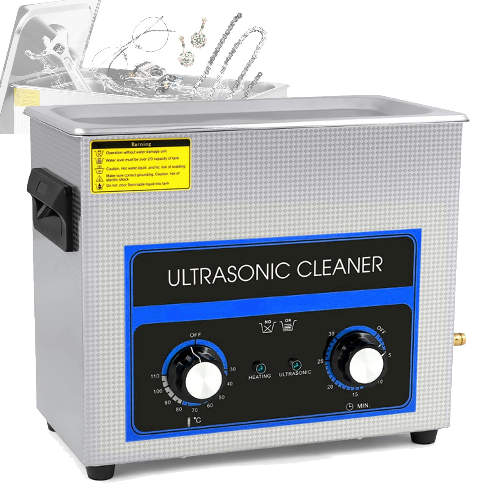 Pulitore sonico commerciale da 6,5 ​​litri, pulitori ad ultrasuoni, macchina for la pulizia professionale da 40 kHz con timer digitale, riscaldatore, ideale for orologi