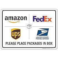 Vista 22 de Letrero de entrega del paquete, instrucciones de entrega (idioma español no garantizado), 10 x 7 pulgadas, aluminio 040 sin óxido, resistente a