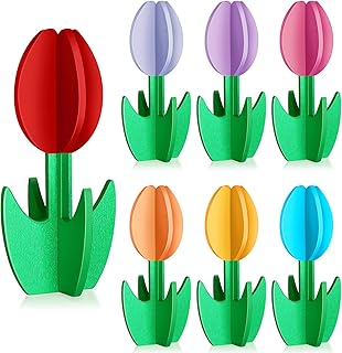 Yaocom14 Pcs Spring Wooden Tulips Tiered Tray Decor Tulips Table Centerpieces Tabletop Decorations Multicolor Spring Signs for Crafts Home Mother's Day Gifts Easter Party Supplies