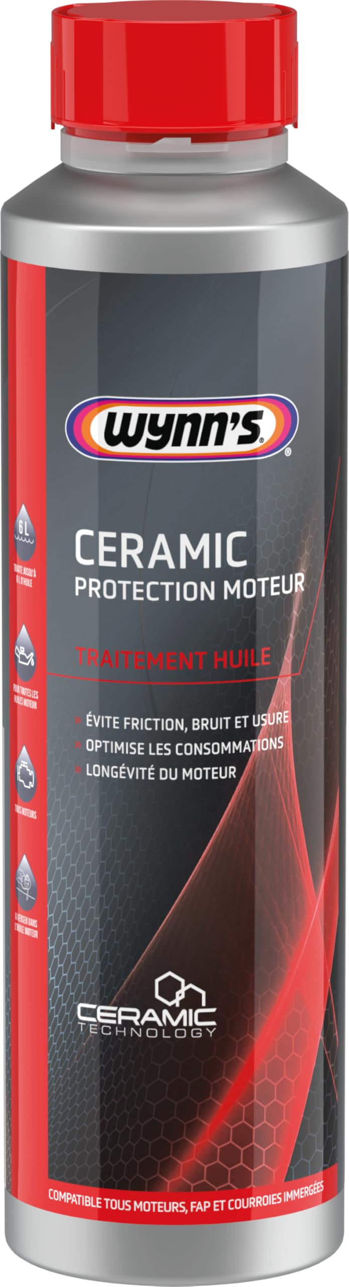 Wynn’s Protection Céramique Moteur - Réduction Durable des Frictions, du Bruit & Protection Moteur - pour Moteurs Essence, Diesel et Hybrides - Traite Jusqu’à 6 L - 325 ML