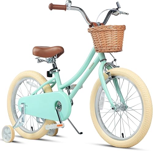 Miniatura 40 de Petimini Vintage Kids Bike for Girls, 12–20 Inch Classic Bicycle with Wicker Basket & Bell, High Tensile Steel Frame, Training Wheels (12–18”), 85%