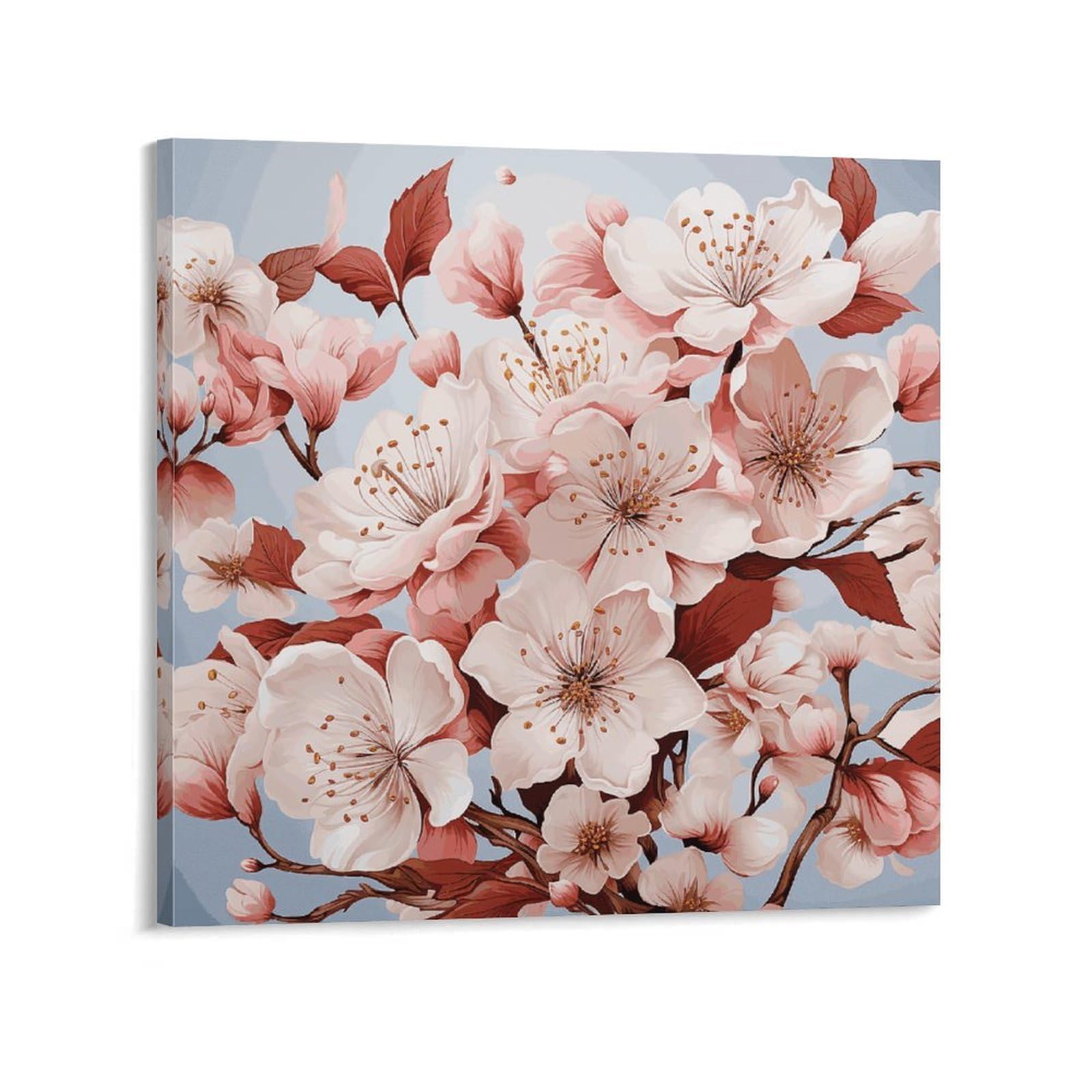 Cherry Blossoms Canvas Wall Art for Bedroom 20x20inch(50x50cm) Canvas Prints Artwork for Walls Modern Picture Artwork Painting for Living Room Aesthetic Wall Paintings for Bathroom Kitchen Office Deco