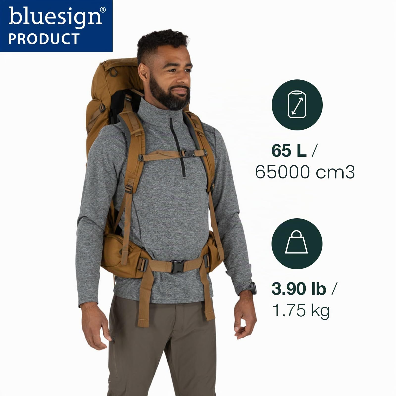 Osprey Rook Zaino da trekking uomo, 65L, Histosol Brown/Rhino Grey