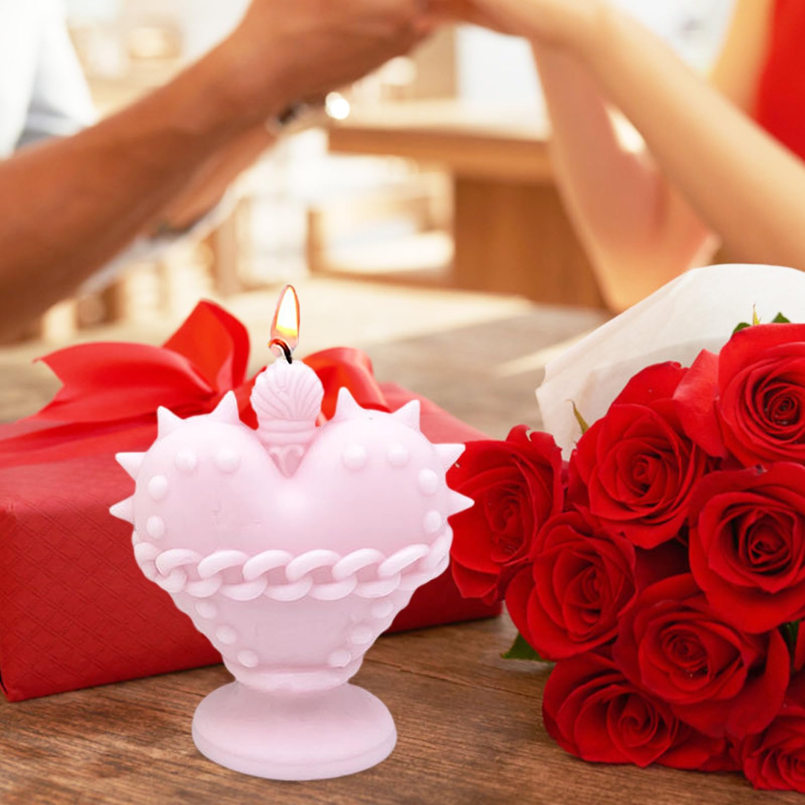 Stampo In Silicone Per Candele E Decorazioni A Forma Di Nastro E Cuore - 16x8,6 Cm, Per Resina, Gesso E Cera, Fai Da Te San Valentino