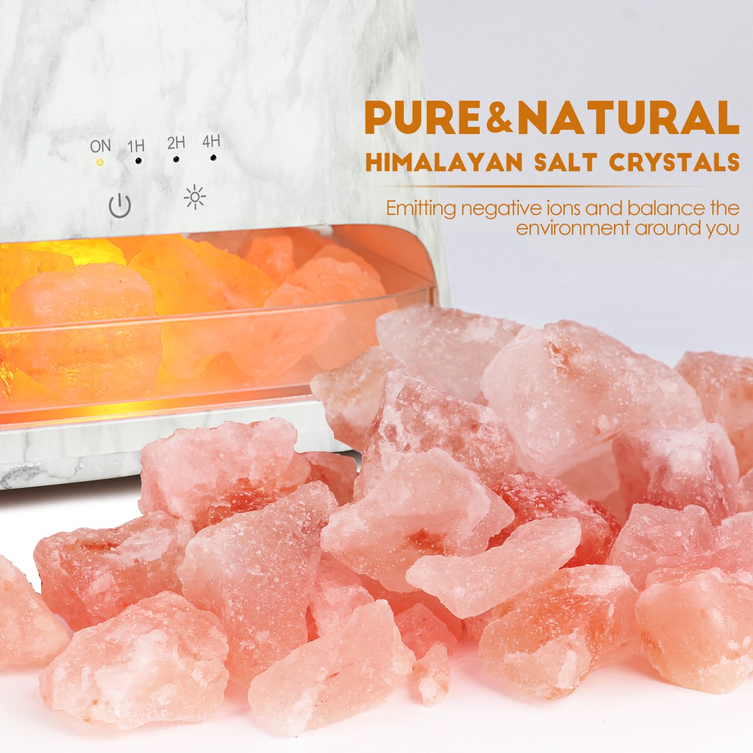 SALKING Dyfuzor zapachowy z lampą Salt Range Pakistan, 7 kolorów LED z efektem płomienia do olejków eterycznych, aromaterapia ultradźwiękowa, 150 ml (marmur RGB)
