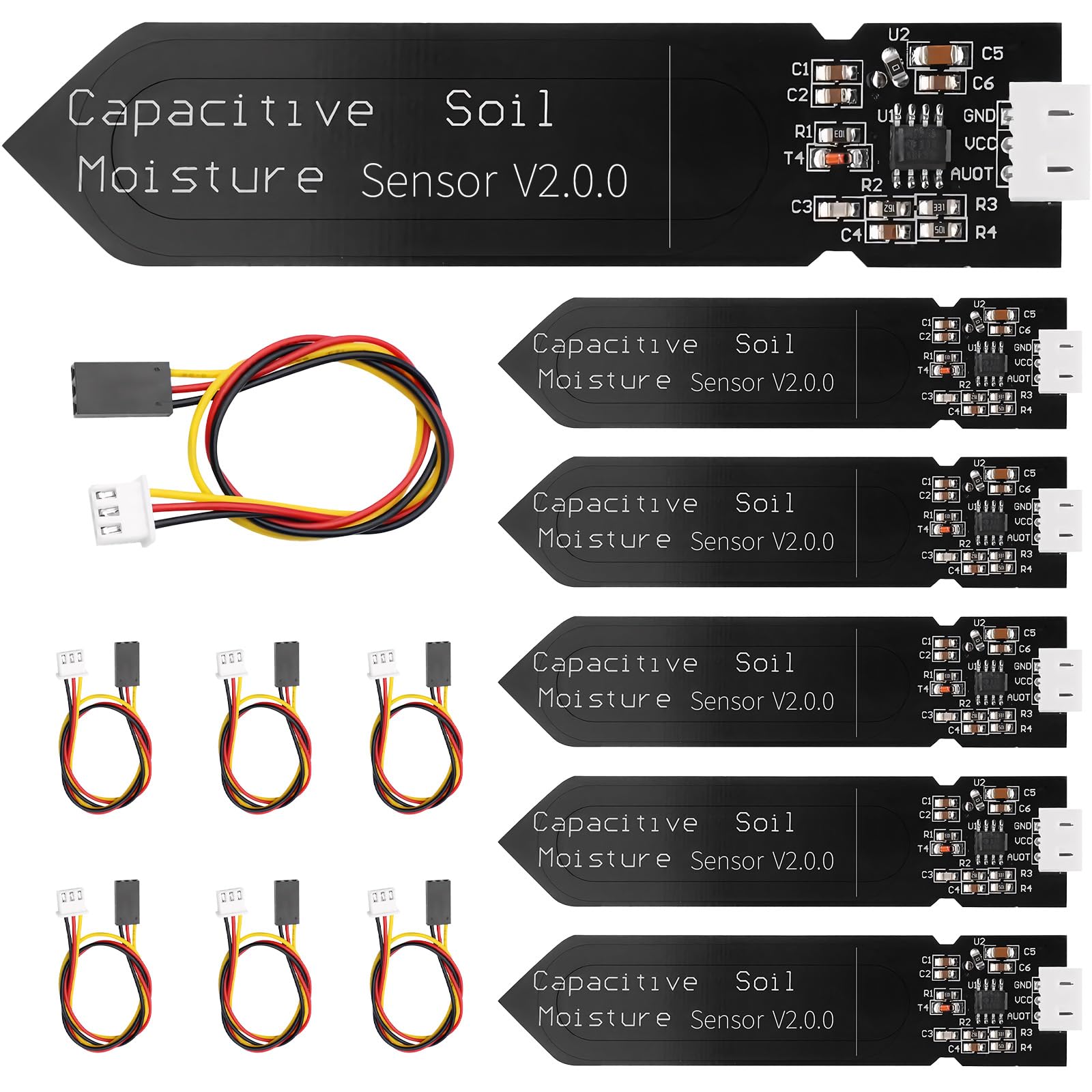 AYWHP 6 Pieces Soil Moisture Sensor Module, Hygrometer Module, Capacitive Analogue Hygrometer Moisture Sensor without Corrosion, Soil Moisture Sensor for Arduino