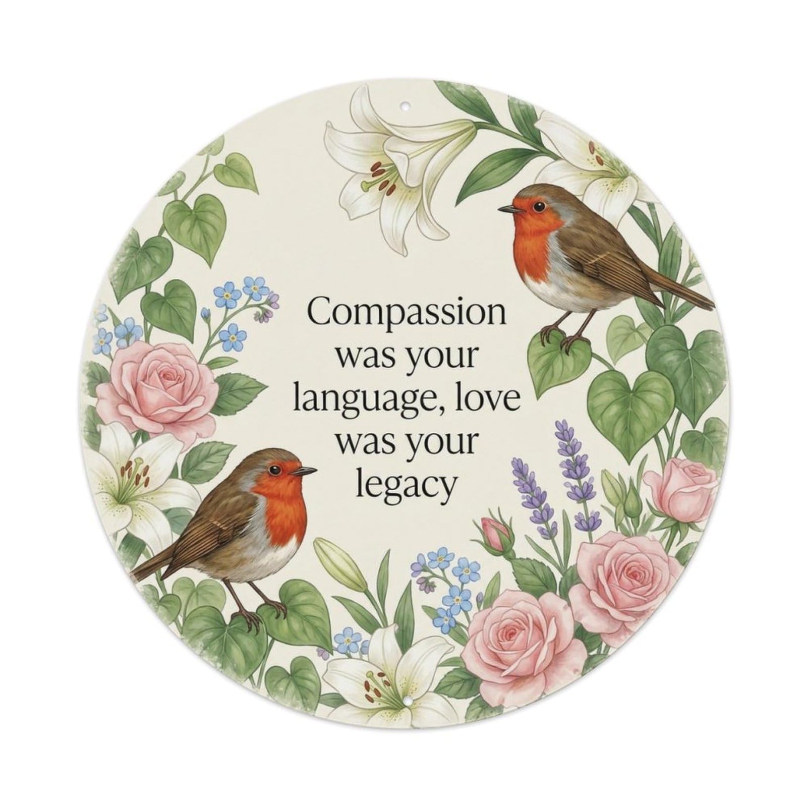 Okahys 8X8inch(20X20cm) European Robin Garden Sign Heaven Love Compassion Metal Tin Sign