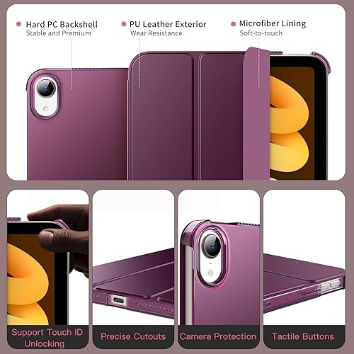 Miniatura 60 de MoKo Funda para iPad mini 7 (A17 Pro) Generation Case 2024, iPad mini 6 2021, funda delgada y ligera de 8.3 pulgadas de carcasa de policarbonato