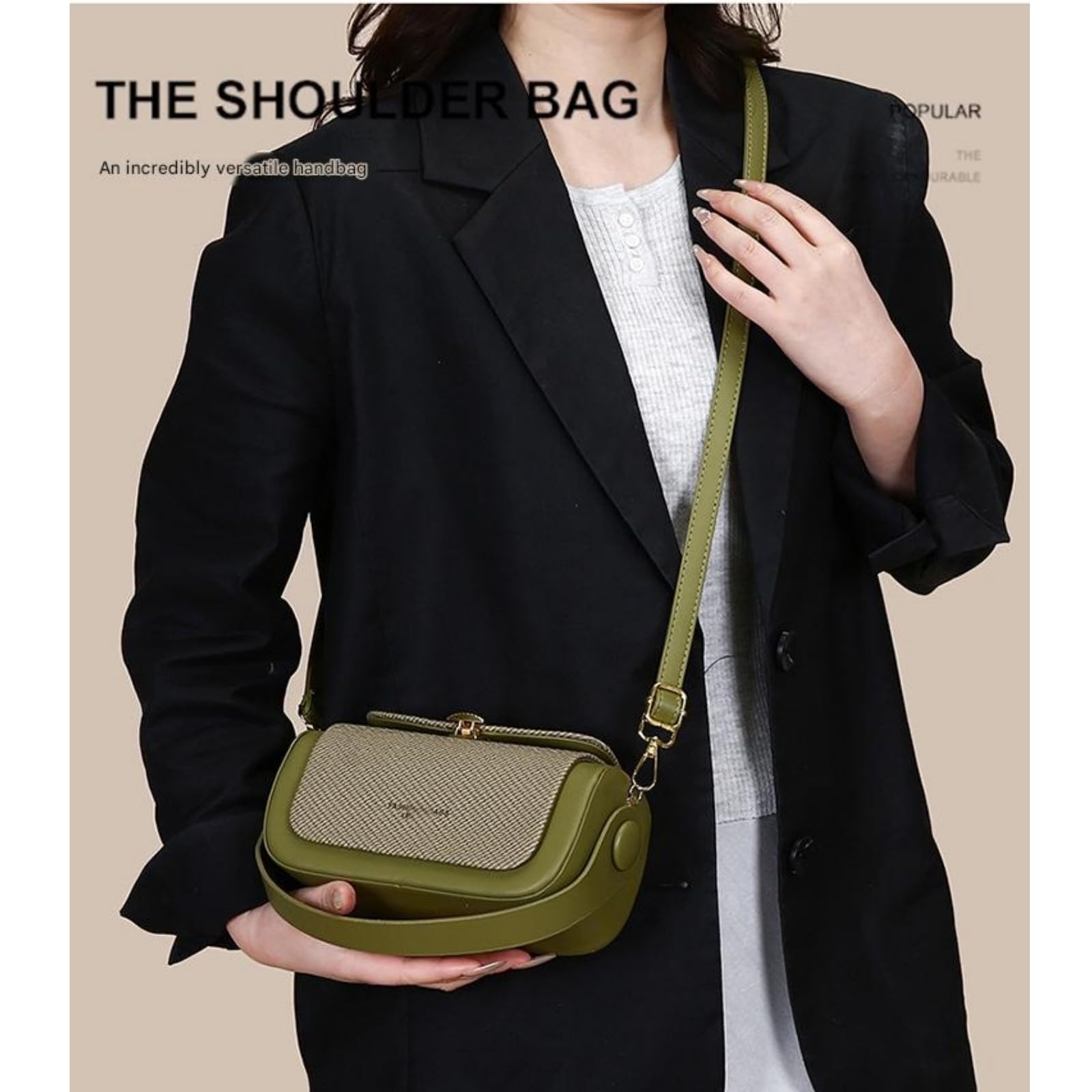 Borsa Elegante Quadrata Piccola da Donna Perfetta per A Tracolla Primaverile Ed Estiva-Verde
