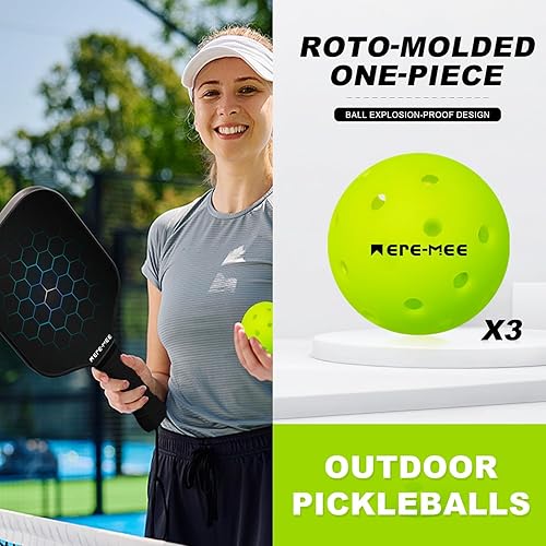 Miniatura 4 de Pelotas de pickleball para exteriores, paquete de 312 bolas de pickleball de 40 agujeros con bolsa de transporte, bola oficial de alta visibilidad,