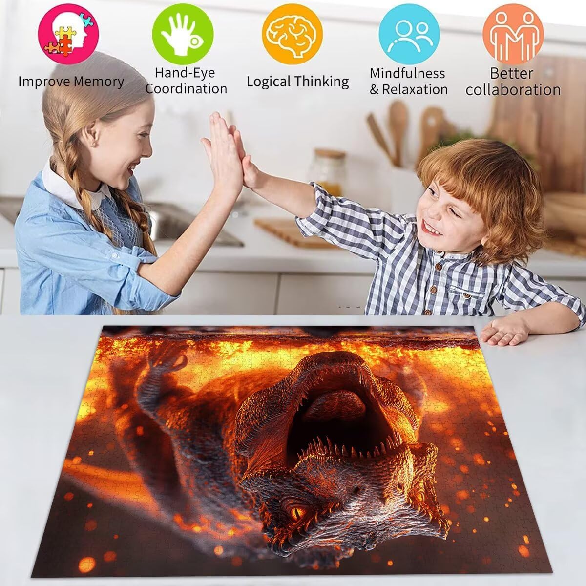 Puzzle Erwachsene 5000 Teile Dinosaurier Tier Educa Jigsaw für Kinder ab 8 Jahren Mädchen Jungen, Erwachsene Impossible Klassische Puzzles Schwer, Anspruchsvoll Spielspaß, Geschenke 105x156cm t-408