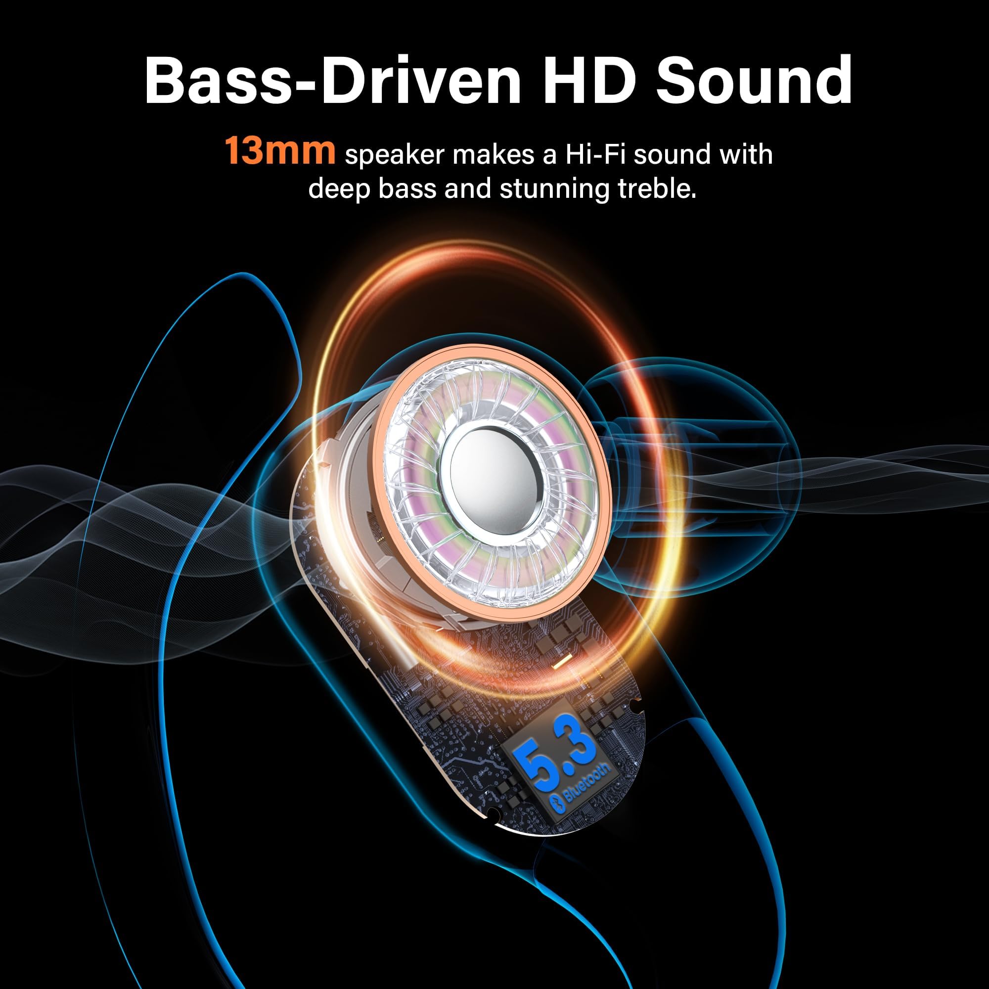 Wireless Earbuds Bluetooth Headphones 70hrs Playback Ear Buds IPX7 Waterproof Wireless Charging Case & Dual Power Display Over-Ear Stereo Bass Earphones Earhooks for Sports/Workout/Running Blue