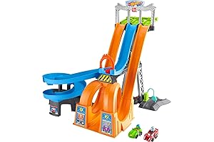 Little People Hot Wheels Racing Loops Tower Race Track for Toddlers