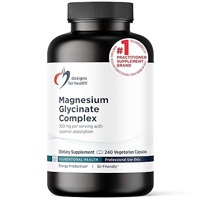Designs for Health Magnesium Glycinate Complex - Chelated Magnesium Bisglycinate + High Absorption Magnesium for Calming & Sleep, Heart Health, Immune Support & Bone Strength - Vegan (120 Capsules)