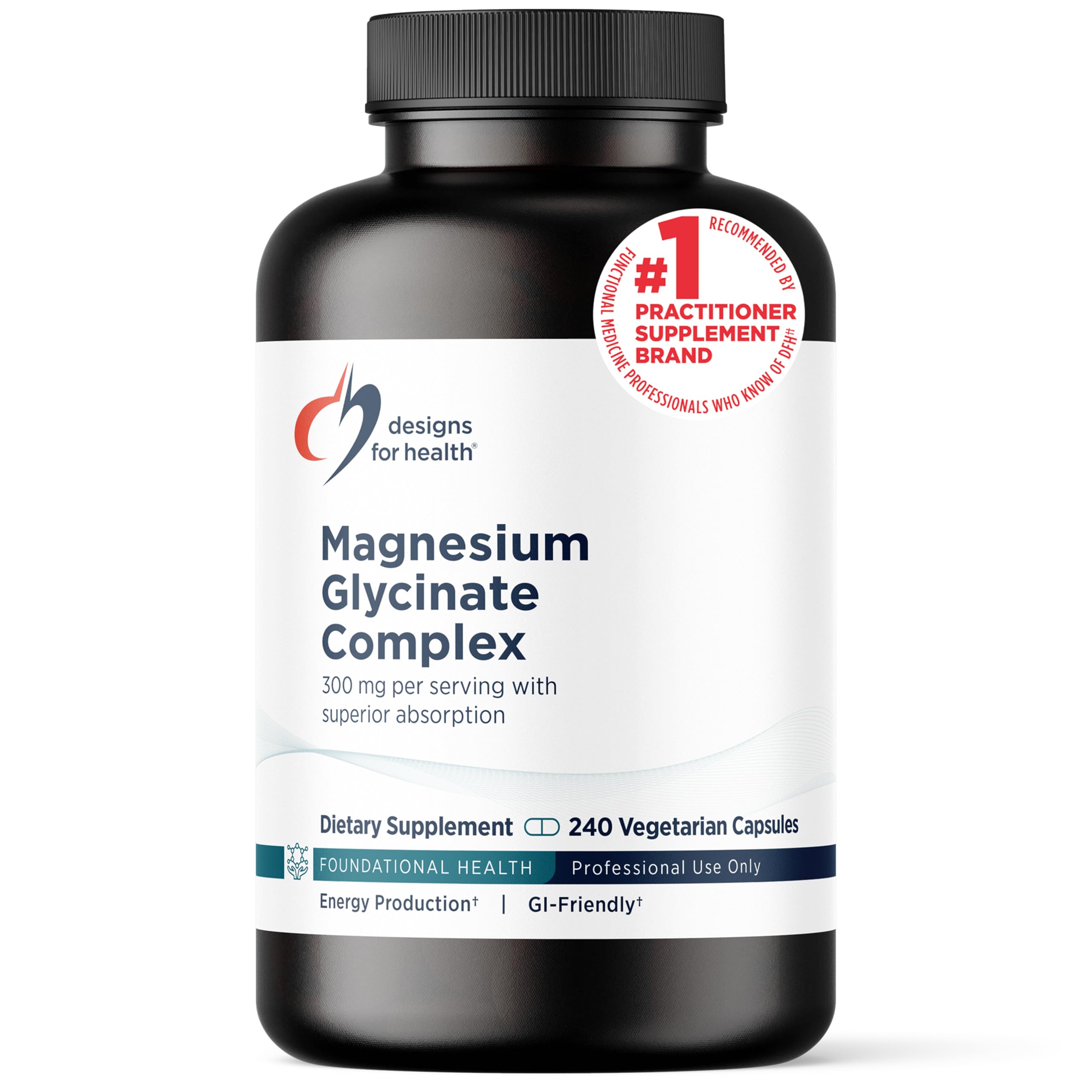 Designs for Health Magnesium Glycinate Complex - Chelated Magnesium Bisglycinate + High Absorption Magnesium for Calming & Sleep, Heart Health, Immune Support & Bone Strength - Vegan (240 Capsules)