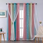 XiDi Blackout Rainbow Curtains 2 Panels for Girls Kids Bedroom Nursery Living Room Decor Rideaux Occultants Drapery with Eyelet for Windows W34xL63 Inch Wall Decals