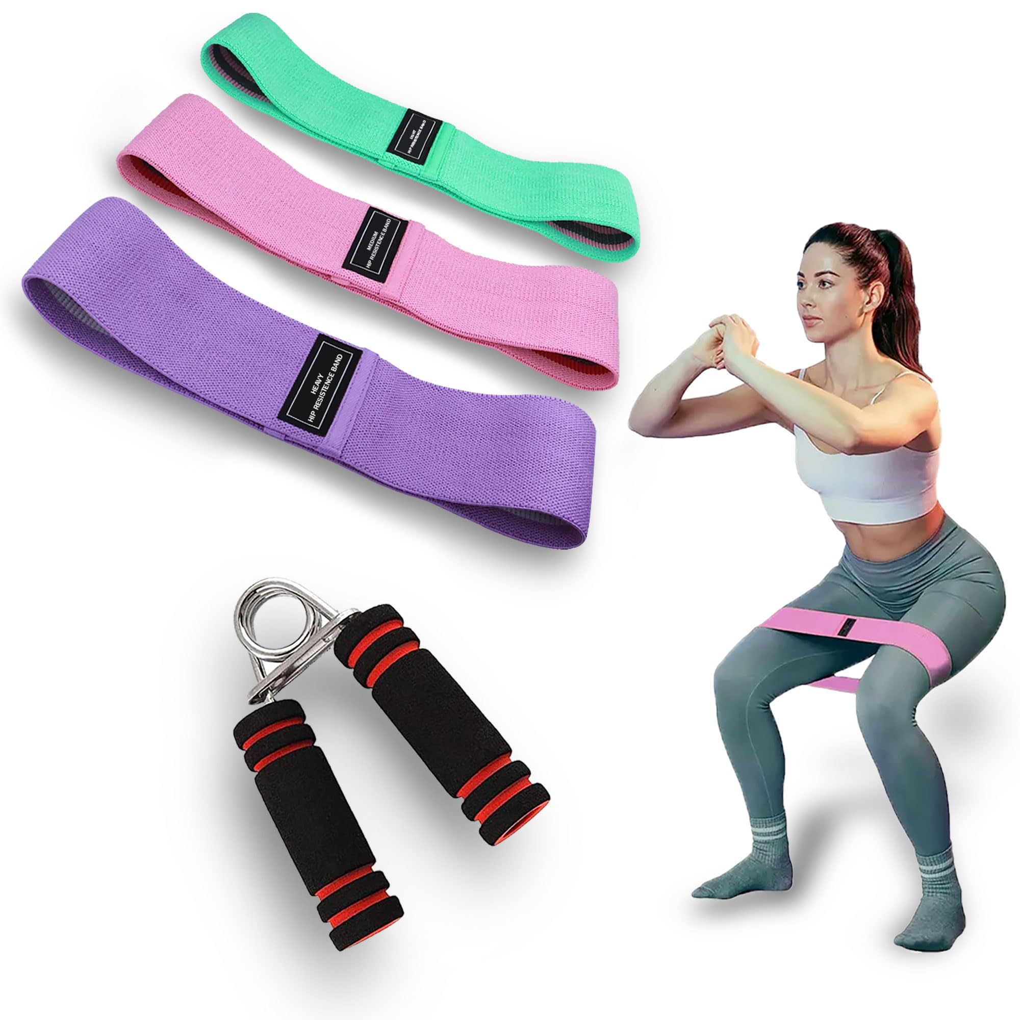 Resistance Band For Work out and Pull Up Sport Exercise Bands for Legs,Butt,Hip Wide Booty Stretch Resistance Elastic bands for Gym,Home Perfect Men,Women with foam Hand Gripper and Case