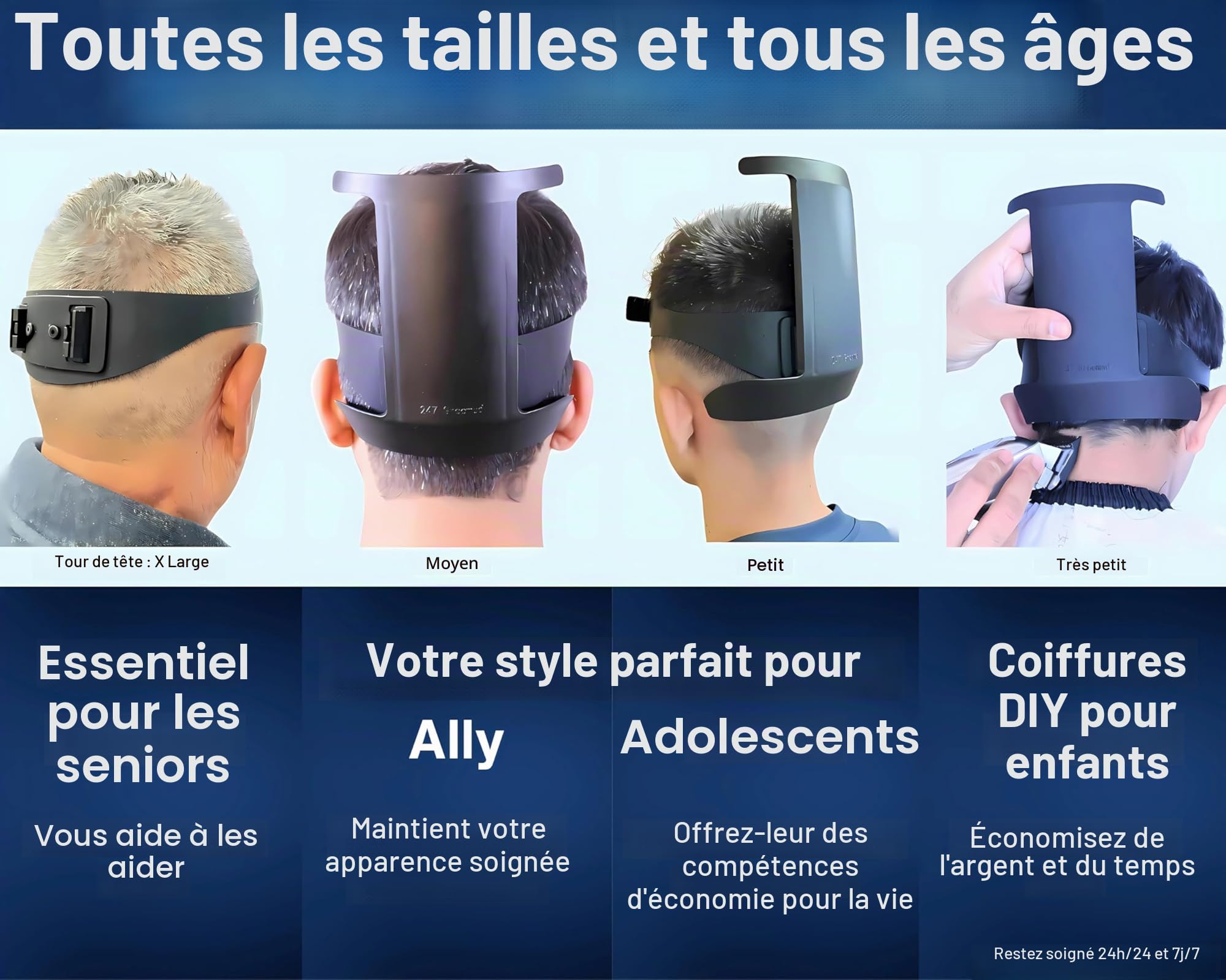 Kit de coupe de cheveux pour homme | Guide de coupe automatique 2 pièces pour homme : modèle de rasage et guide de décoloration | Outil de décoloration des cheveux à taille réglable et modèle de