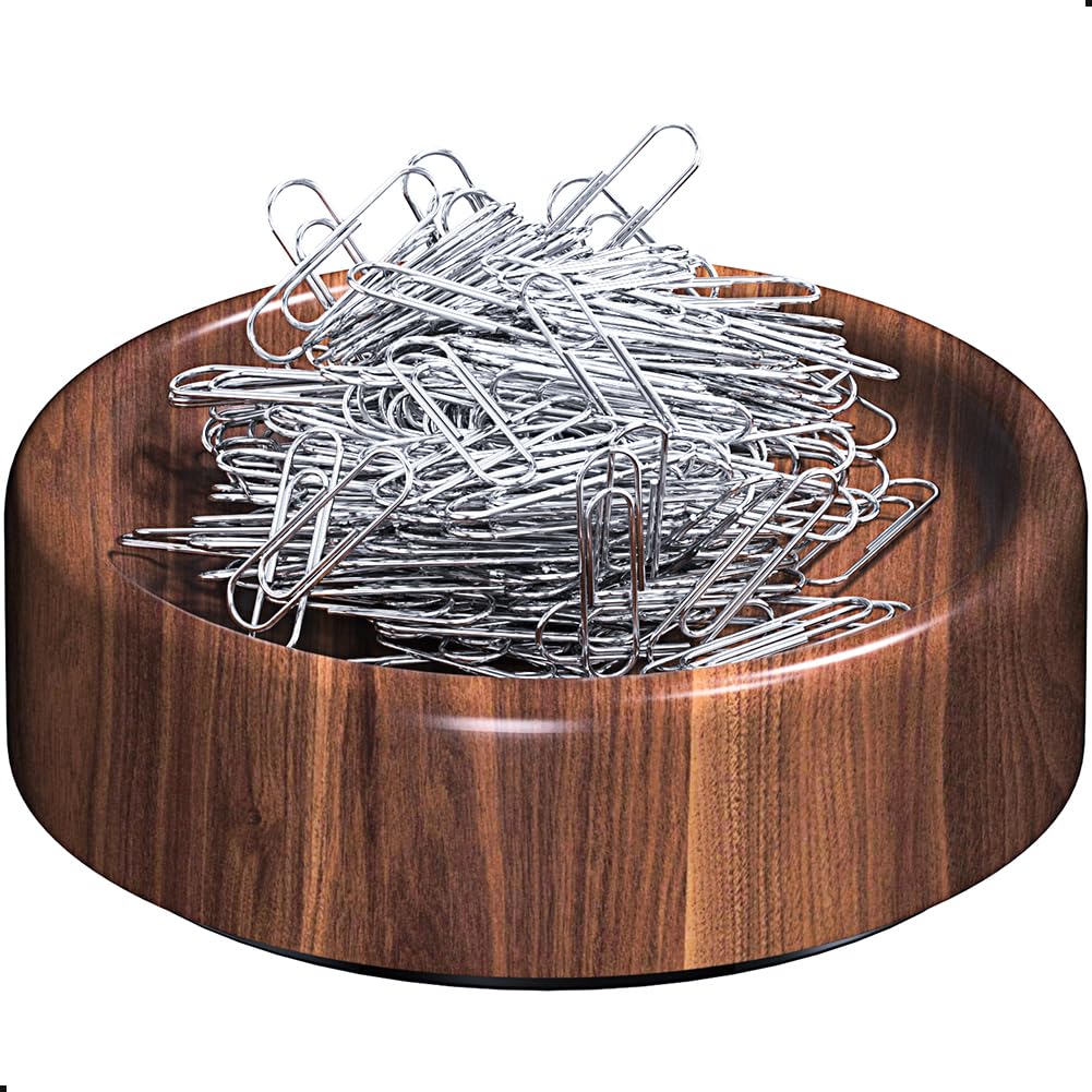 grwanpen(r) Magnetic Walnut Wood Paper Clip Holder,Durable Wooden Magnetic Paper Clip Dispenser Metal Pin Organizer Holder Box Large Capacity for School Office Home Paper Clip Holder for Desk