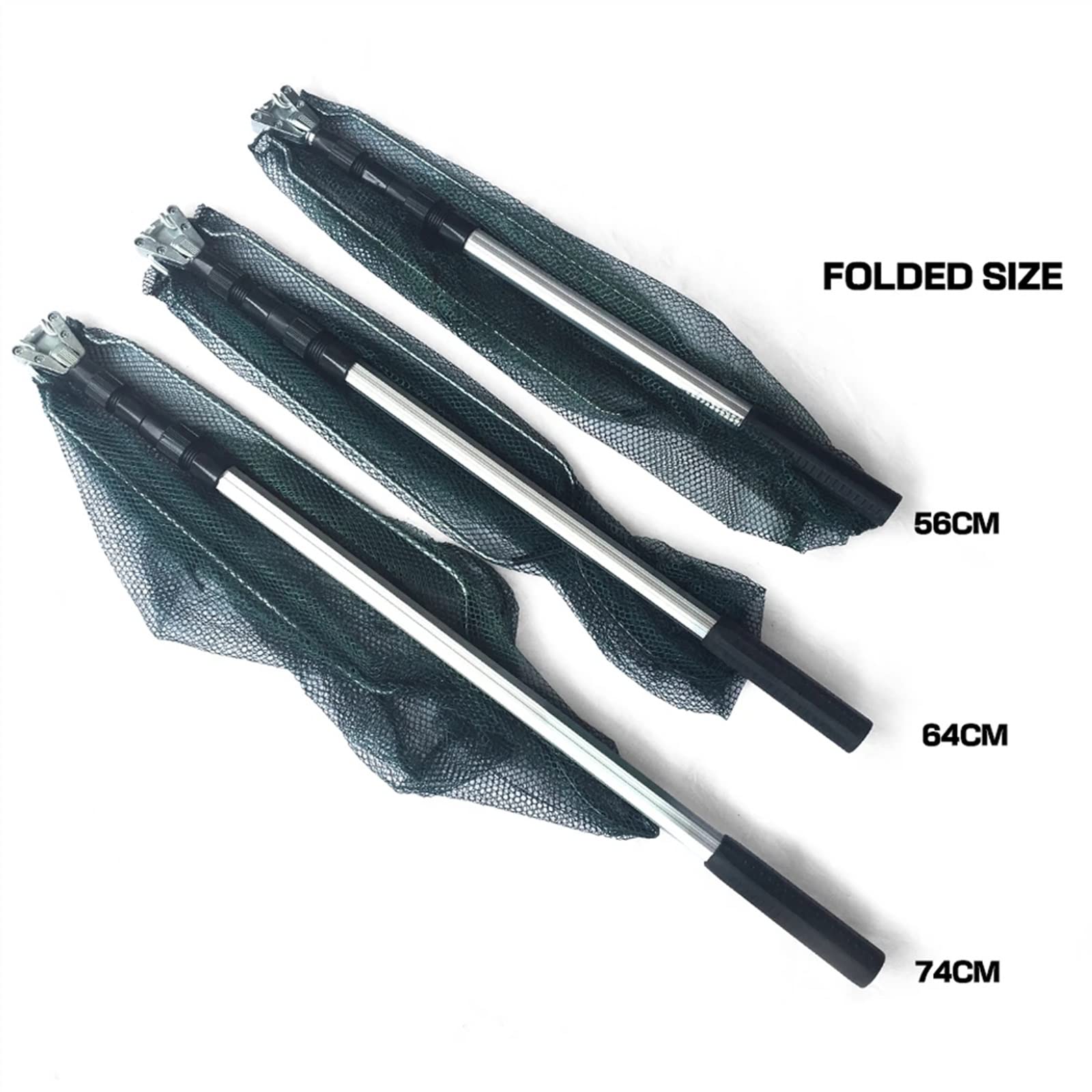 SISWIM Red de Pesca Red de Aterrizaje de Pesca Plegable Triangular, Mango de Poste Extensible de Aluminio de 3 Secciones, Red de Pesca Verde, Palas, Red de Cuerda Accesorios de Pescar (Color : 2.1m)