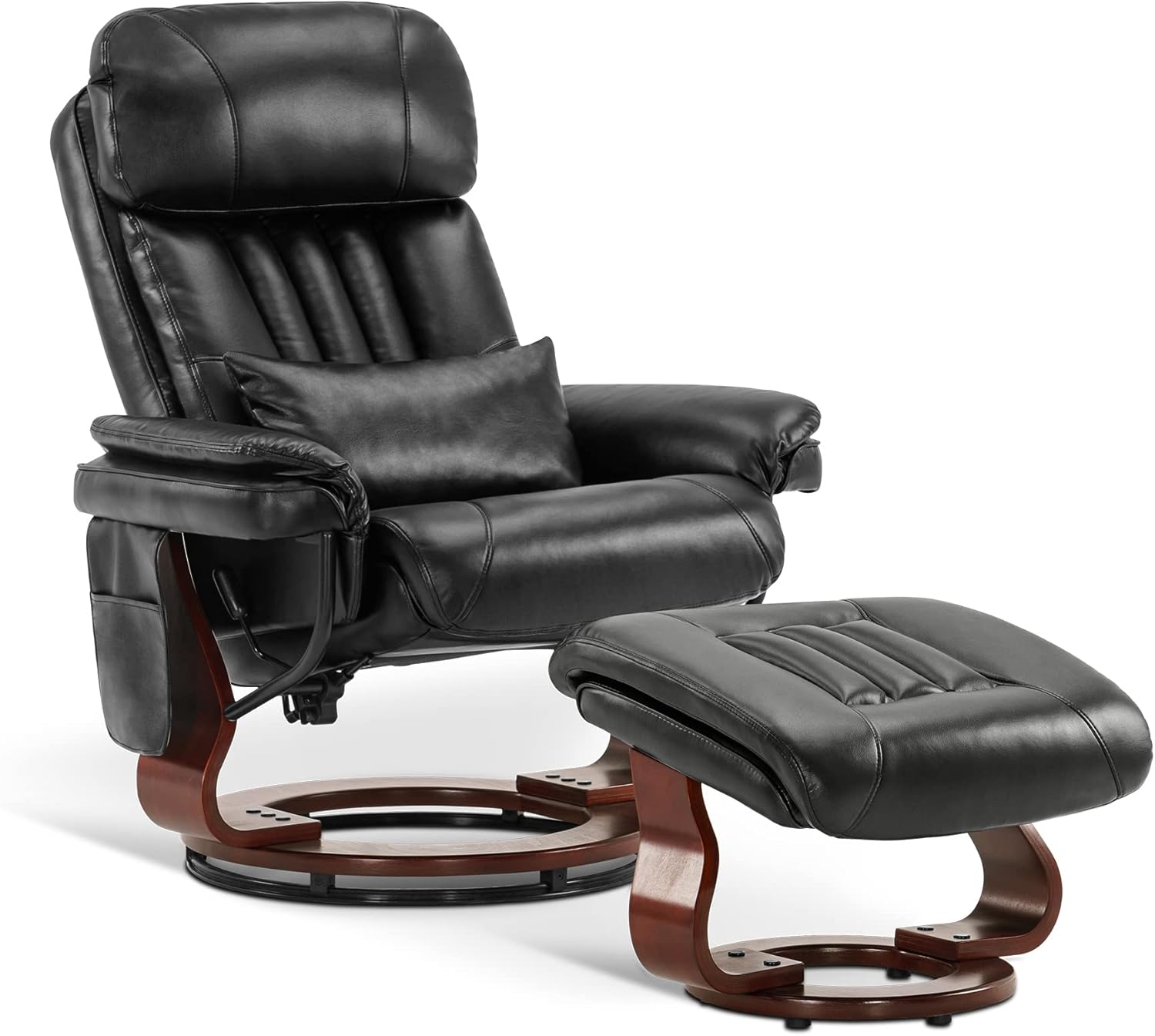 Amazon.com: MCombo Swivel Recliner with Ottoman, Faux Leather TV Chair ...