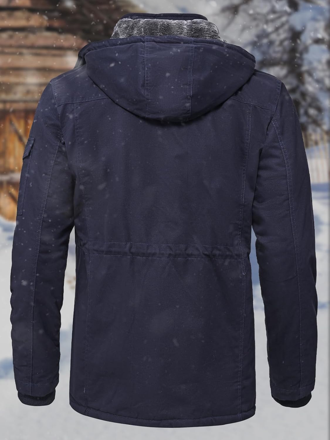 SPOSULEI Winter Jackets for Men Cotton Work Fleece Lined Army Jacket Winter Military Coat with Multi-Pockets Black M - Image 3