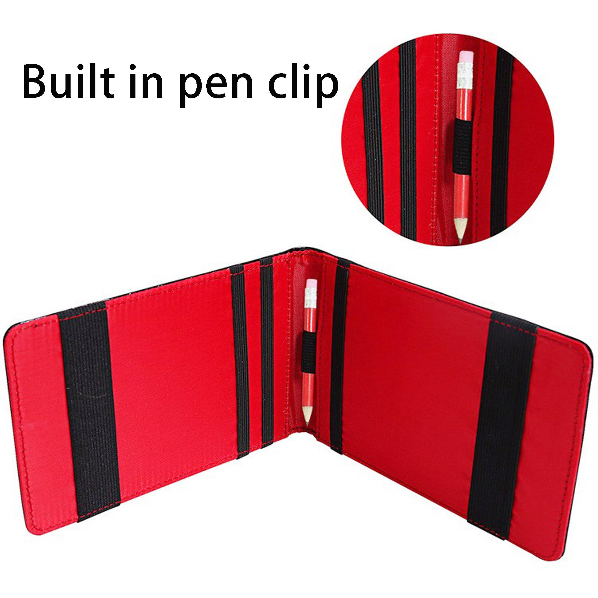 Carte De Score Golf, Golf Score Counter Card, PU Golf Score, Book Holder Support de Livre de Golf, avec Fente pour Carte et Passant pour Crayon, Cuir Support Carte de Score de Golf