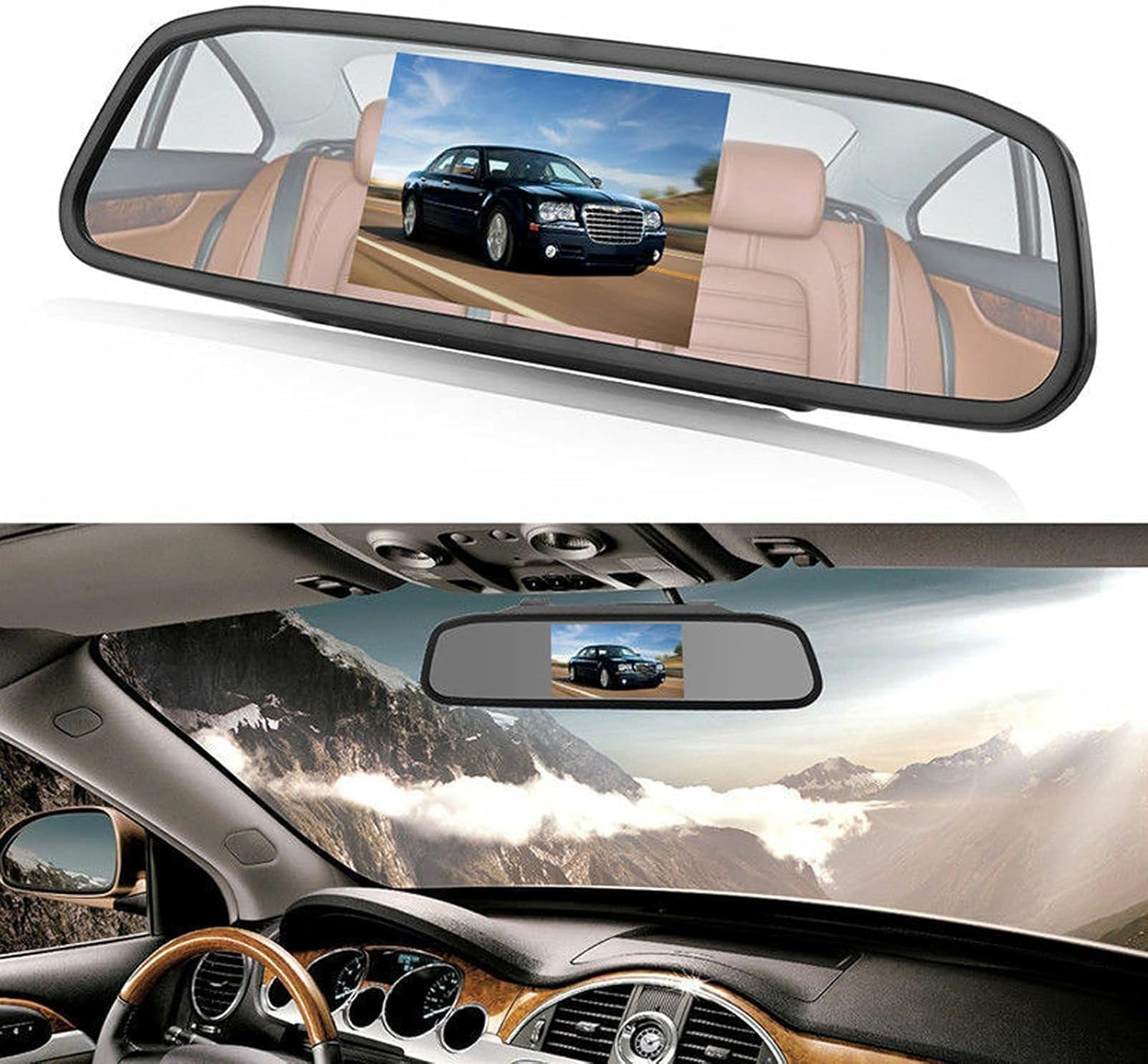 Kit de caméra de recul Wried, moniteur de rétroviseur TFT LCD 4,3 pouces pour voiture avec 4 LED, étanche, vision nocturne, caméra de recul inverse