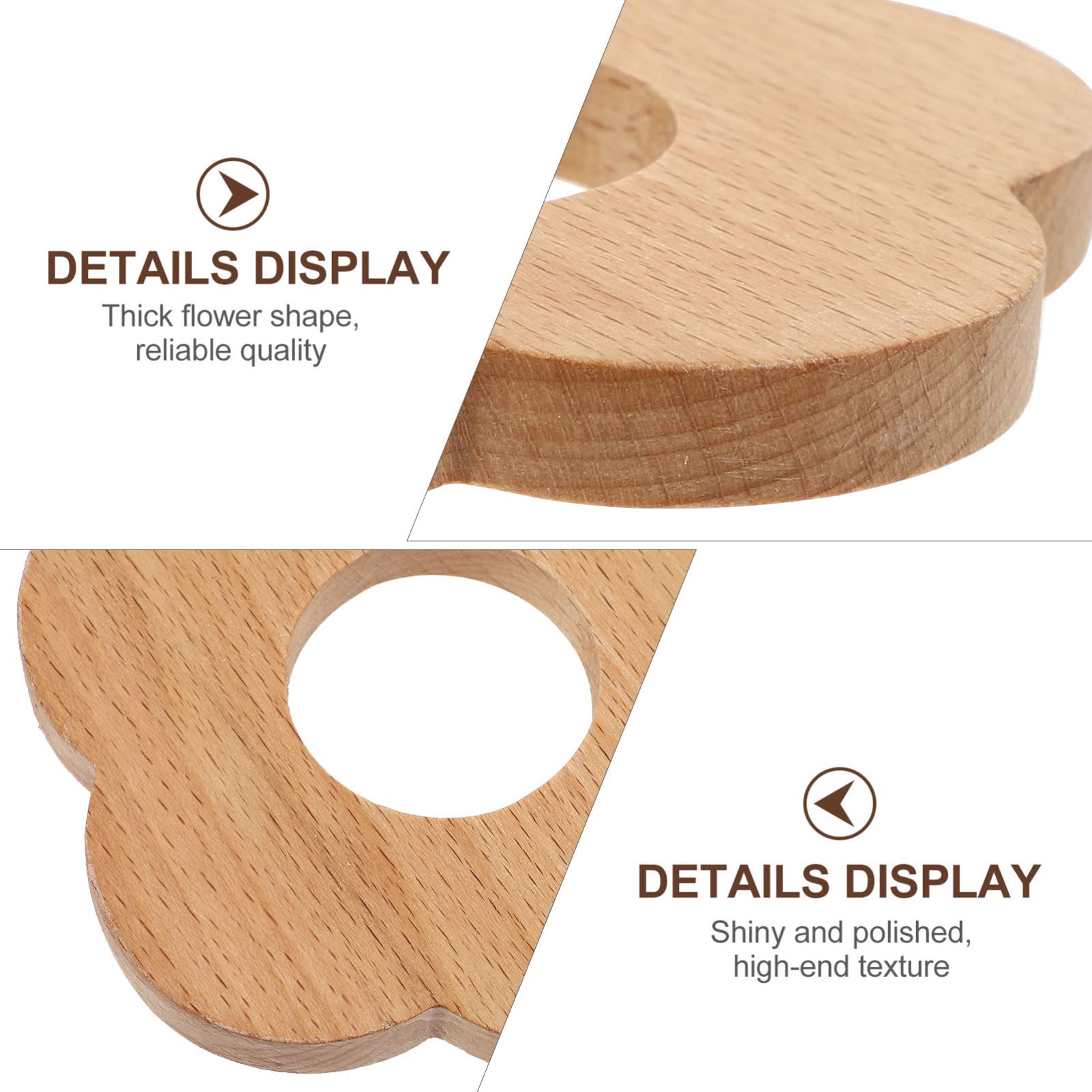 Posavasos de Madera en Forma de Flor, 7 Piezas, Khaki | Antideslizante y Diseño Grueso, para Copas de Vino y Tazas de Té, Uso sobre Mesa