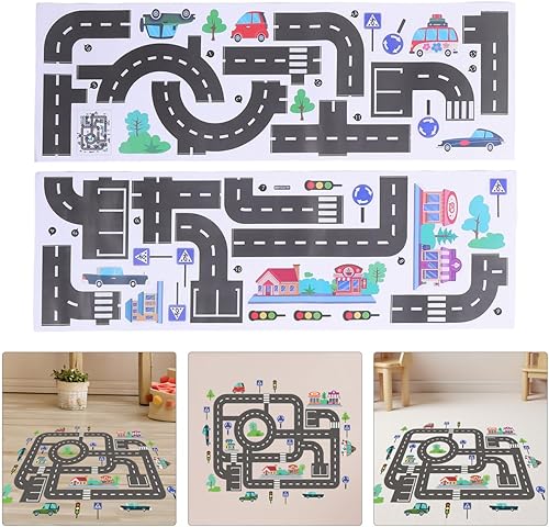 Miniatura 6 de 2 hojas de calcomanías de pared de semáforo para decoración de habitación de niños y niñas, diseño duradero de caricaturas para automóvil y riel,