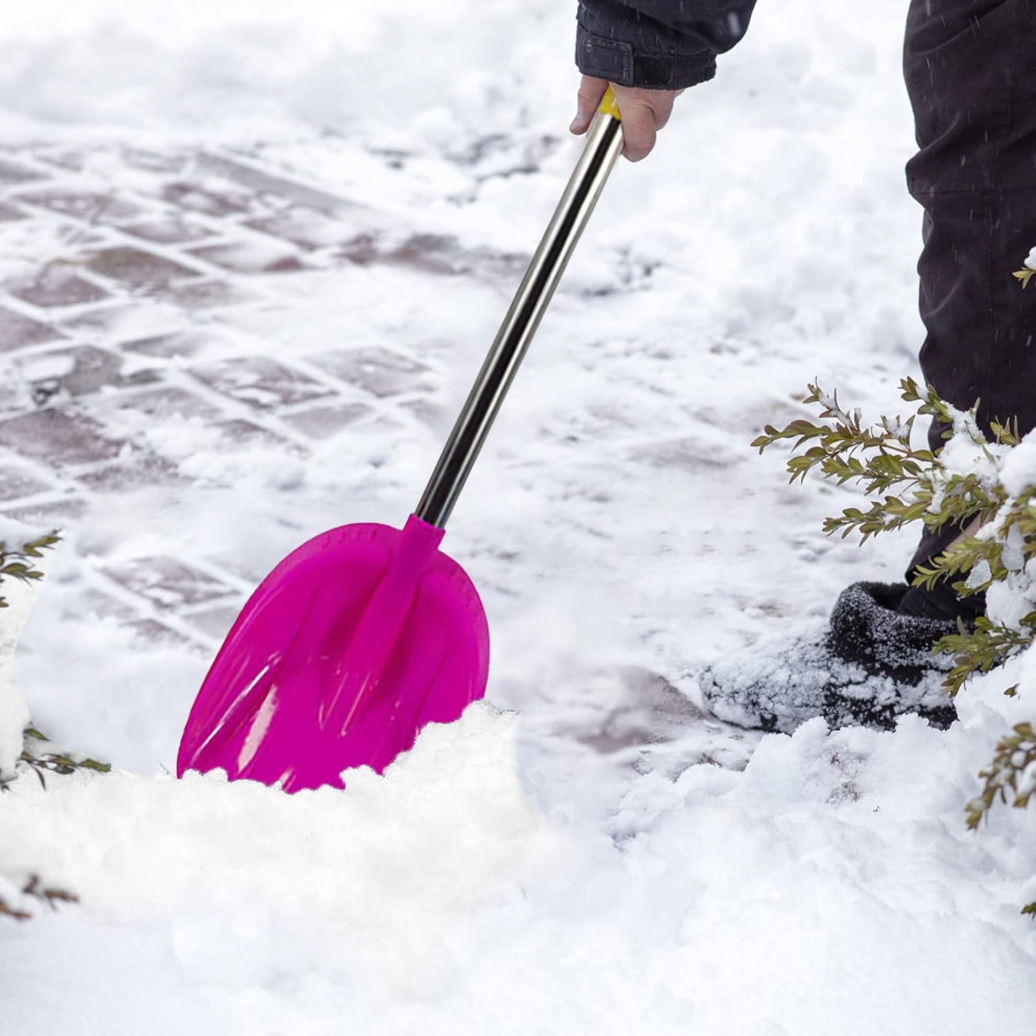review Kids Snow Shovel ,Heavy Duty Plastic Snow Shovel for Kids Age 3 to 12 Safer Than Metal Snow Shovels ,Extra Strength Single Piece Plastic Bend Proof Design,Home Garden Camping (Hot Pink, One Size)