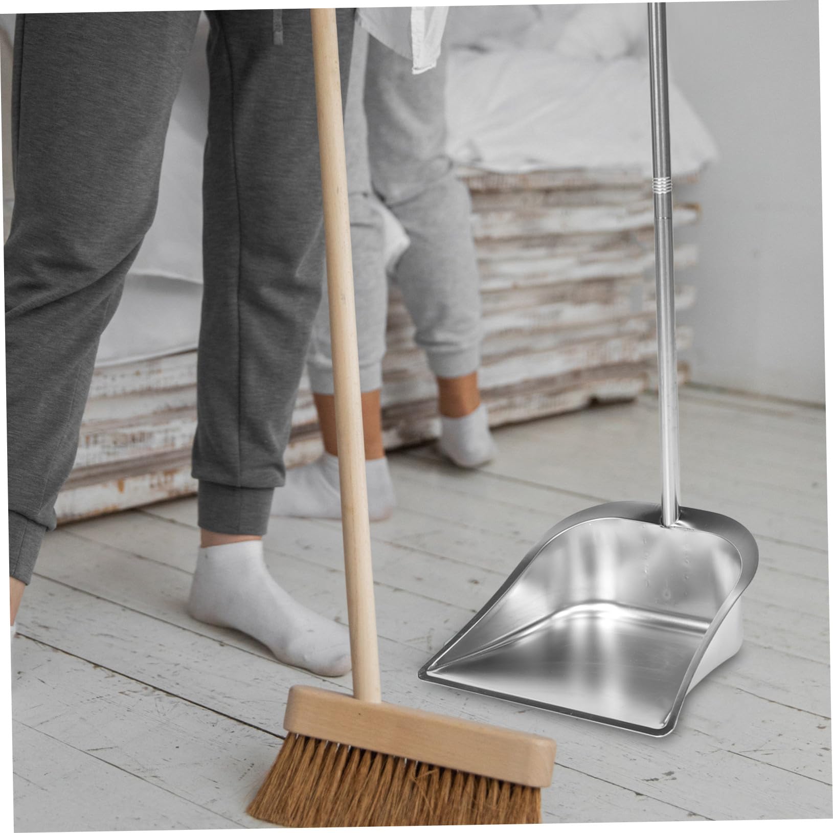 Pala per Rifiuti in Acciaio Inox, Manico, Uso Domestico