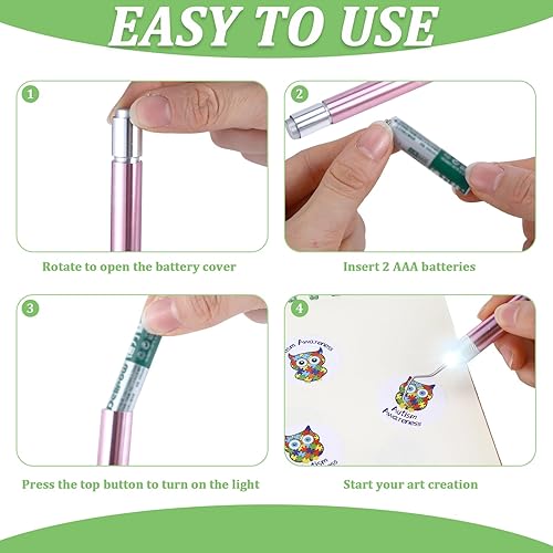 Miniatura 9 de Therwen 2 herramientas de deshierbe LED para deshierbar de vinilo, herramienta de vinilo con gancho de pasador de luz, bolígrafo iluminado para