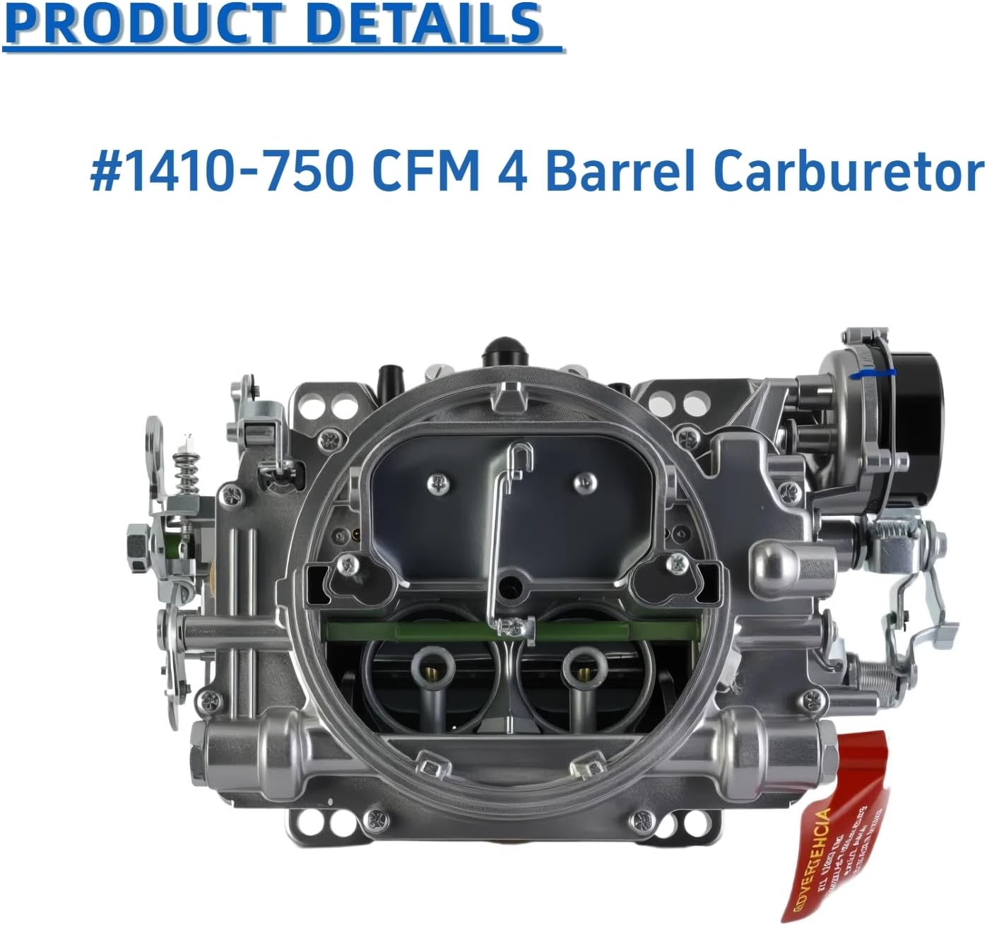 1410Performer 750cfm 4BBL Square Bore Marine Carburetor Replacement For Edelbrock 1410 750CFM 4-Barrel Square Bore Air Valve Secondary With Electric Choke (1410)