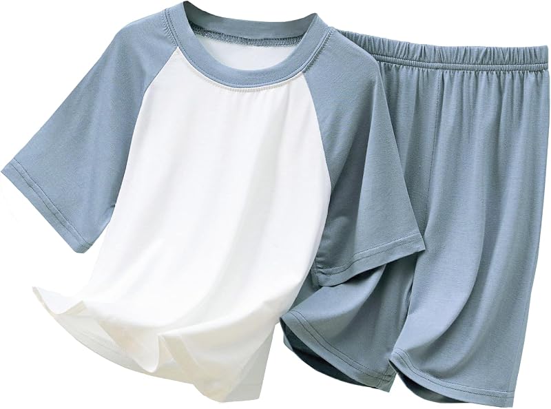 Boys's Summer Pajamas Striped Short Sleeve Sets Modal Pjs