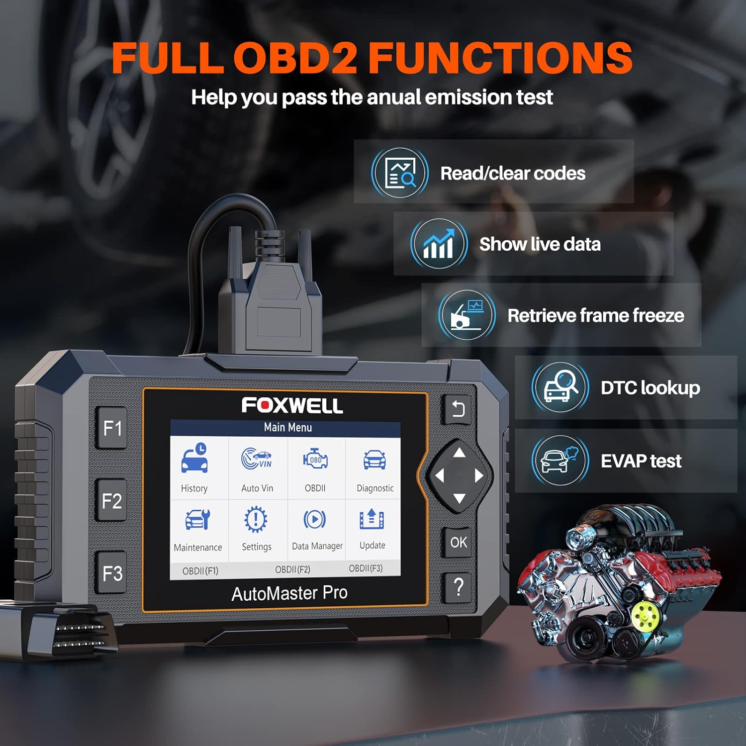 FOXWELL NT624 Elite displaying full OBD2 functions.