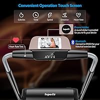 Vista 3 de Goplus Cinta de correr plegable de 3.0 HP, caminadora plegable Superfit con pantalla táctil LED, soporte para teléfono, conexión de dientes azules