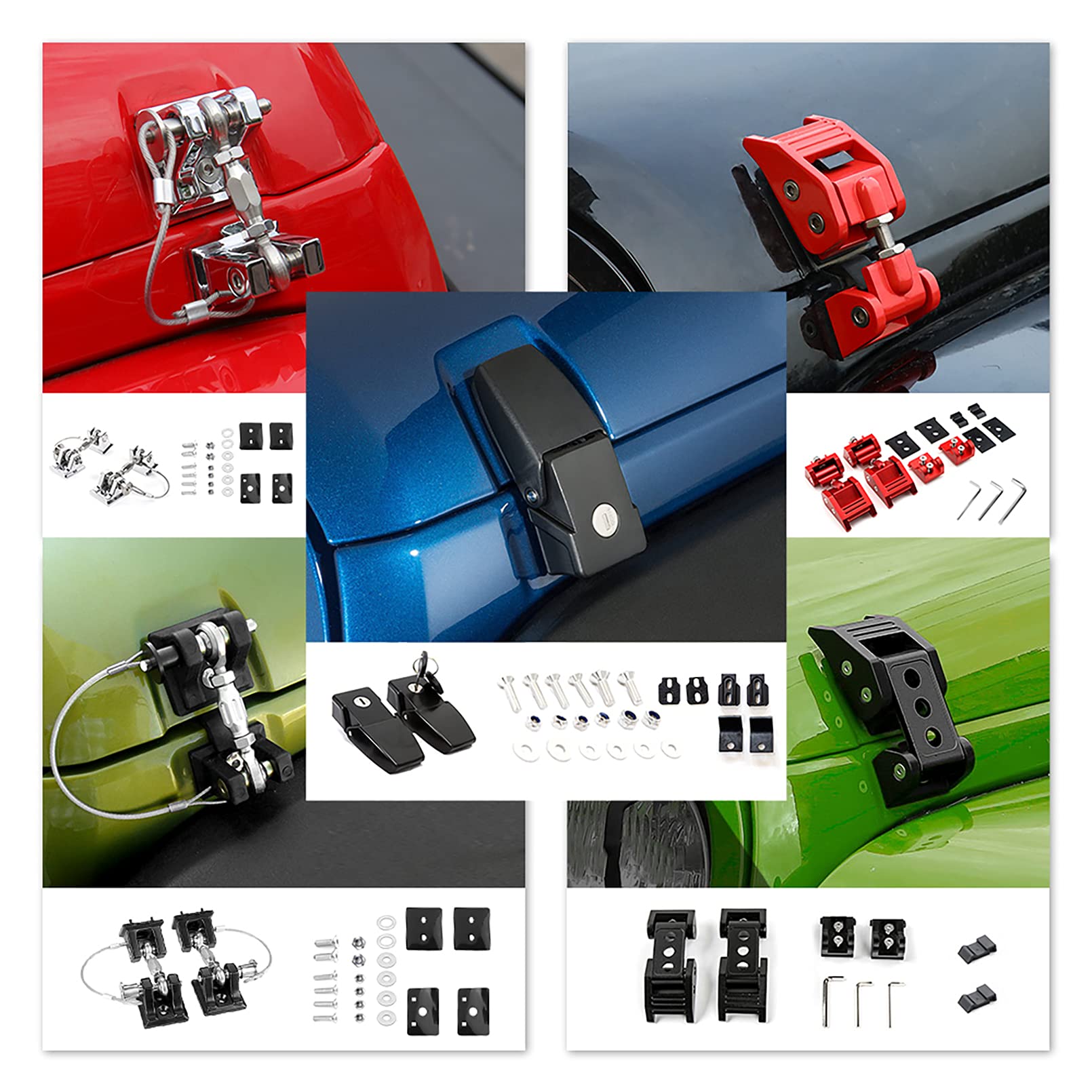 Black Stainless Steel Car Latch Locking Hood Catch Kit 2018 2019 Jeep