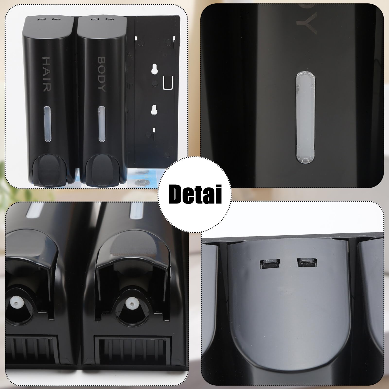 Sonhomay 350ml Soap Dispenser No Drilling Wall Mounted Shower Soap Dispenser Shower Gel Shampoo Dispenser for Home Hotel Restaurant - Image 3