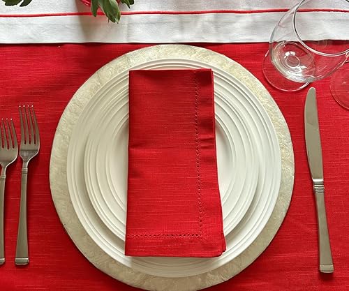 Miniatura 7 de Juego de 6 servilletas rojas, servilletas 100% algodón, servilletas rojas de Navidad, servilletas de tela, servilletas de granja, lavables,