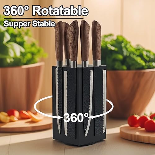 Miniatura 2 de Uniharpa Bloque magnético negro para cuchillos sin cuchillos, soporte magnético giratorio de 360, soporte de cuchillo de gran capacidad para