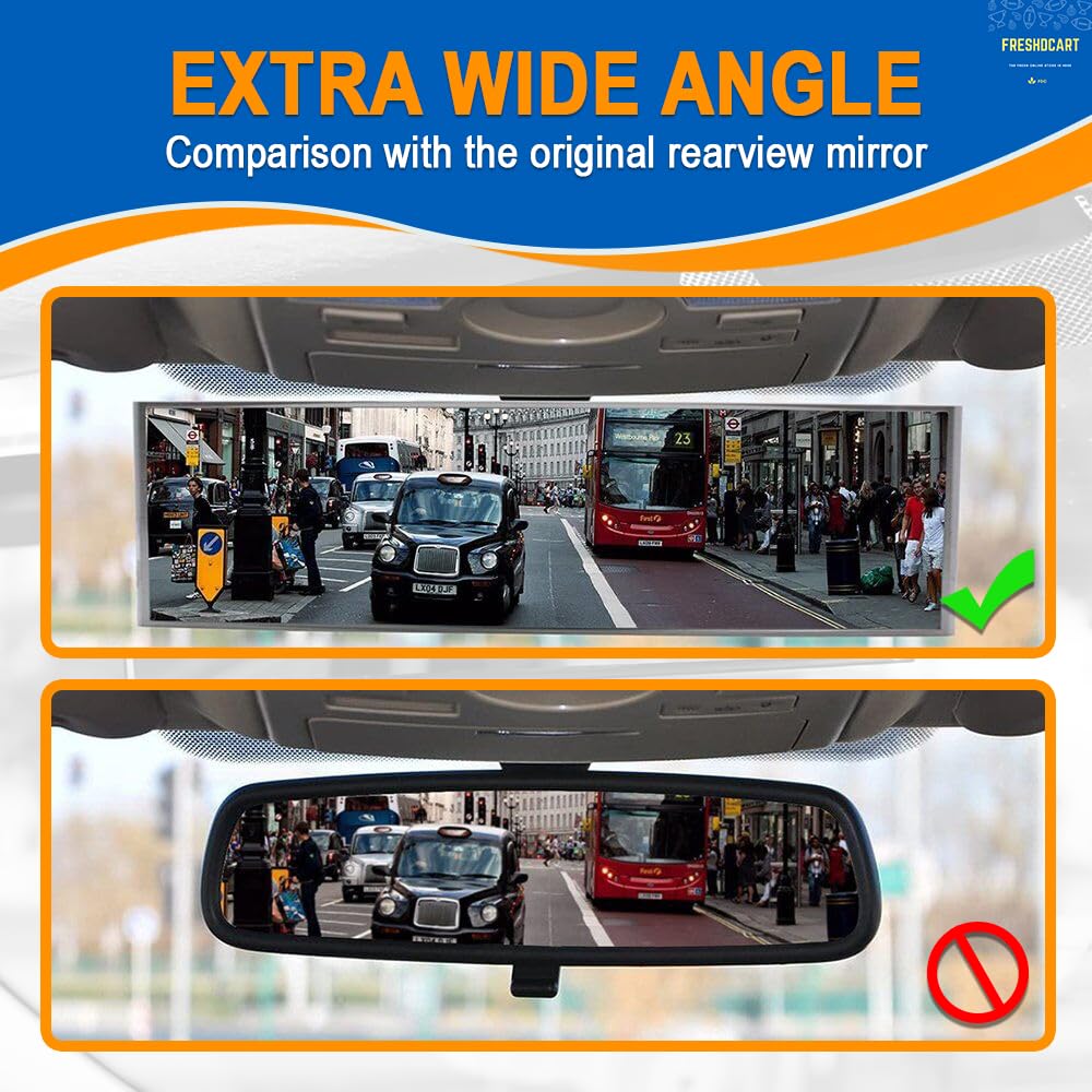 FreshDcart Rear View Wide Angle Mirror- High-Resolution Enhance Visibility, Interior Large View Angel Drive with Confidence, Blind Spot Mirror, Fits for Cars, SUV & Trucks (Pack of 1) (White) - Image 4 thumbnail