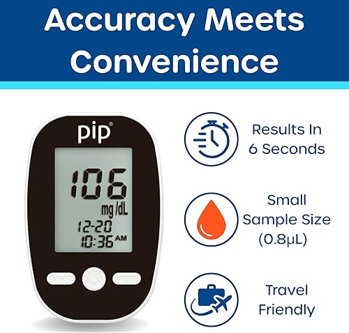Miniatura 3 de Kit de monitor de glucosa en sangre Pip con lancetas de seguridad precargadas - Juego completo de prueba de diabetes para el monitoreo de azúcar en