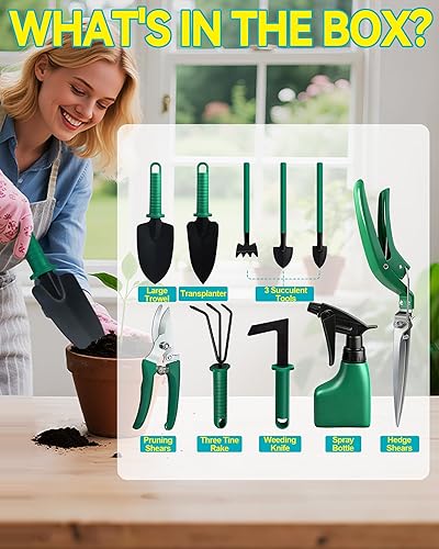 Miniatura 4 de Juego de herramientas de jardín, 10 herramientas de jardinería resistentes, herramientas de mano de jardinería duraderas, juego de herramientas de