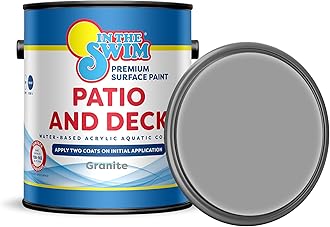- In The Swim Patio and Deck Paint - Granite - Water Based Acrylic Coating - For Sprayed, Patterned, or Bare Concrete Surfaces - 1 Gallon