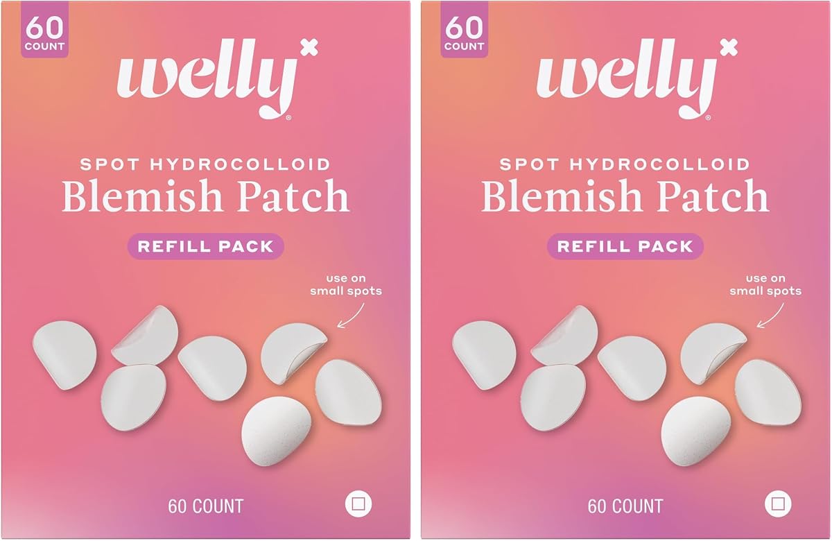 Welly vendajes – protector facial, hidrocoloide, adhesivo en forma de punto pequeño, paquete económico transparente – 60 ct (paquete de 2)